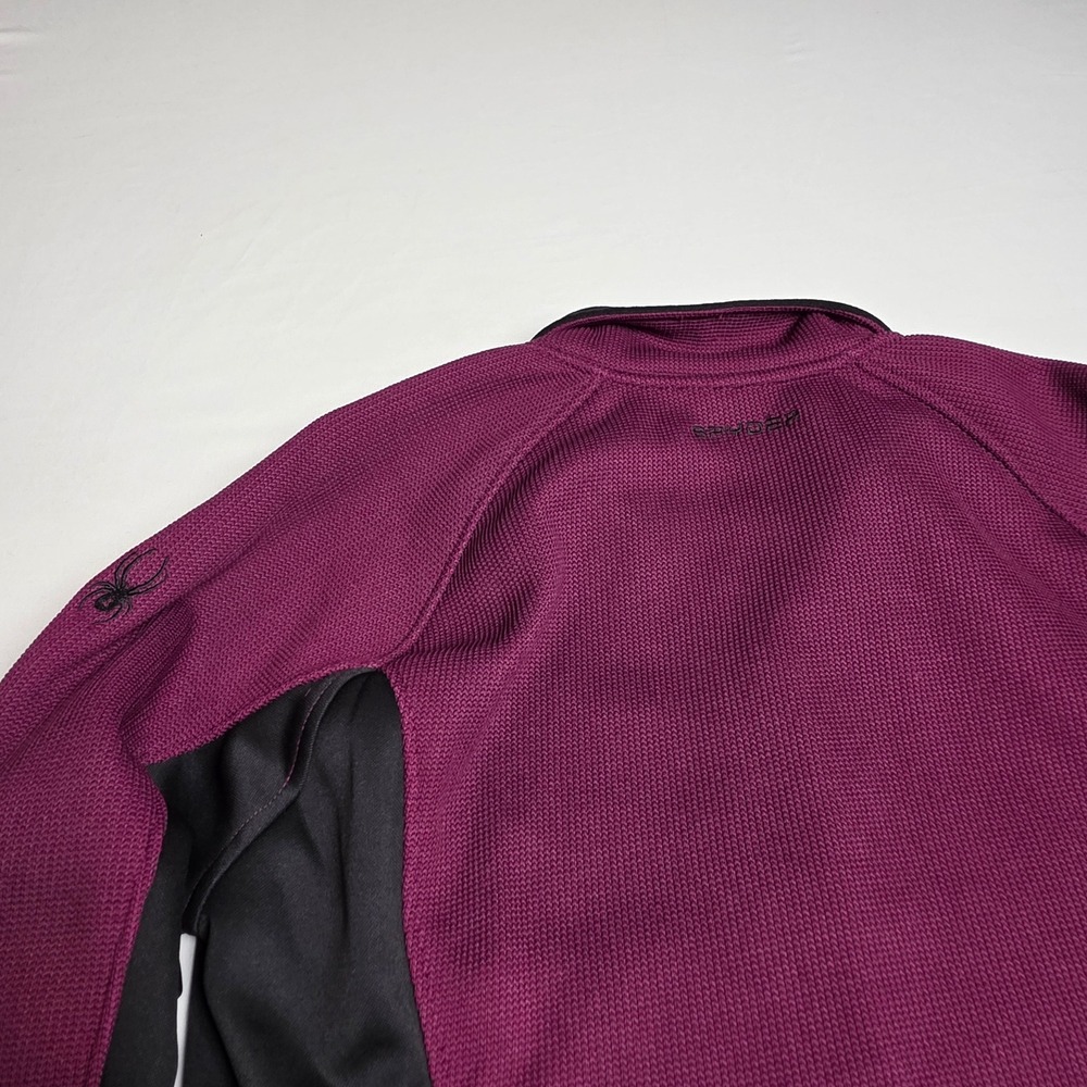 Spyder Full Zip Jacket Womens Lg Berry Black Waffle Knit Activewear Fleece Lined - Picture 6 of 7